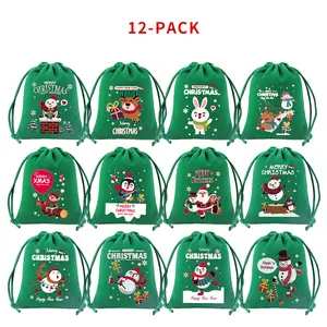 12PCS RED/GREEN Velvet Bag For Christmas(Jagdlied)Candyland Christmas decor/Christmas party/Cute Christmas bags
