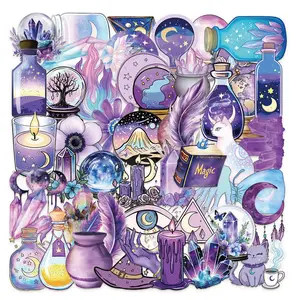 Magic Witch Series DIY Sticker, Colorful Self Adhesive Decor Paper, Decor Sticker for Gift Greeting Card Water Bottle Laptop Phone, Halloween
