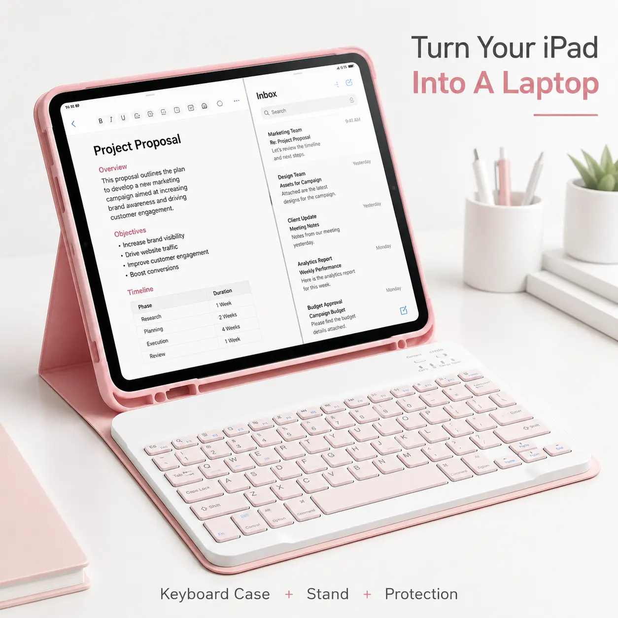 iPad 11th 10th Generation Keyboard Case for iPad A16 2025 11 Inch and iPad 10th Gen 2022 10.9 Inch Detachable Bluetooth Keyboard Folio Case with Pencil Holder Multi Angle Stand Square Keycaps Tablet and Stylus Not Included
