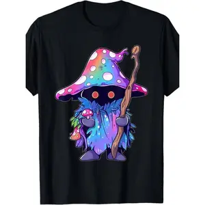 Mystical Mushroom Wizard Graphic Tee - 100% Cotton