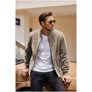 COOFANDY B Men's Casual Sports Jacket Retro Lightweight Suede Baseball Jacket, Fashionable Street Style Jacket, Suede Fabric Fashionable Comfortable Jacket, Men's Top Coat, Men's Jacket Coat
