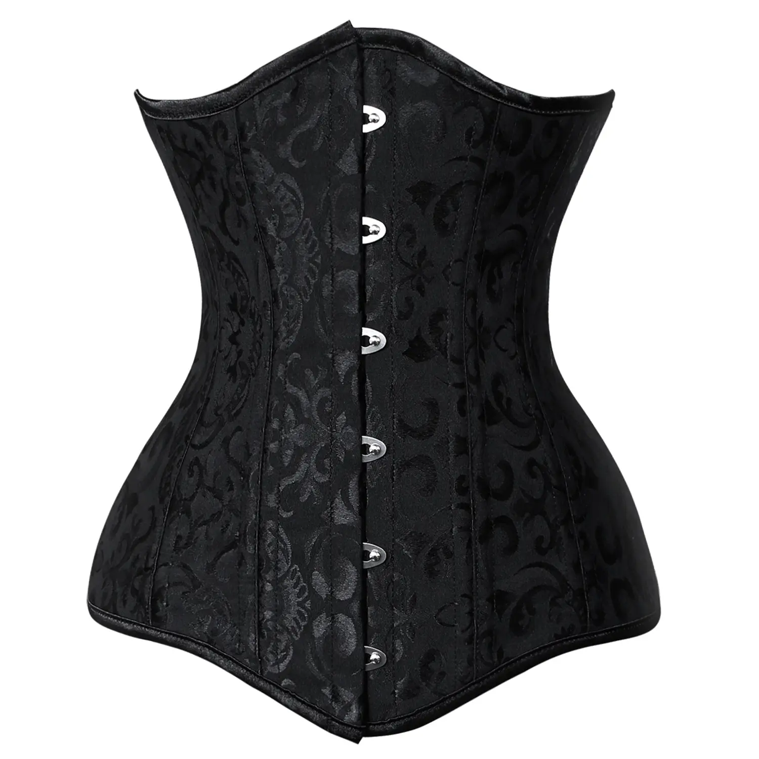Charmian Women's 26-Steel Boned Cotton Long Torso Underbust Corset - Elegant Gothic Retro Lace-Up Lady Waist Trainer Shapewear for Wedding, Waist Training