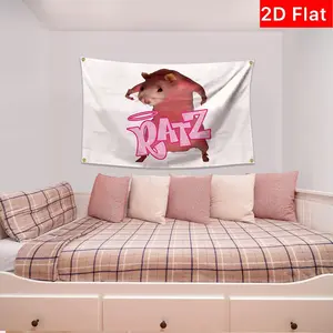 2D Flat Banner 1pc Ratzs Mouse Fun Flag, Easy Hanging Indoor Dorm Party Art Poster, Pull-Flag Banner No Power Needed