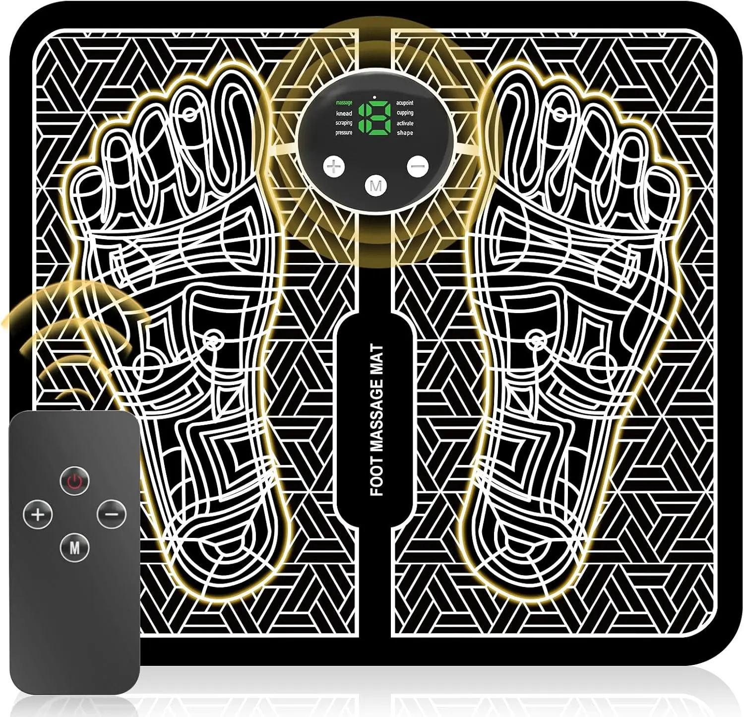 EMS Foot Massager Pad for Muscle Relaxation & Pain Relief, LCD Display Electric Foot Massage Mat, Multi-Use Back & Leg Massager Comfort Pad, Improves Circulation for Plantar Fasciitis, Home Office Daily Use for Women & Men