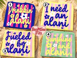 Comfort Colors Custom Retro Stripes I Need an Alani TShirt, Fueled By Alani Shirt, Summer Vacation Shirt, Beach Shirt Women, Girls Trip Matching Shirt, Cute Summer Outfit