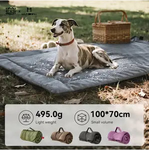 [Snouty x HazooWill]3-in-1 Foldable Pet Bed Mat with Snap Closure Removable Washable Soft Indoor Outdoor Flooring for Dogs Cats Travel Camping Car Seat Home Easy Clean Lightweight Mat in Purple Gray Brown Black Cooling