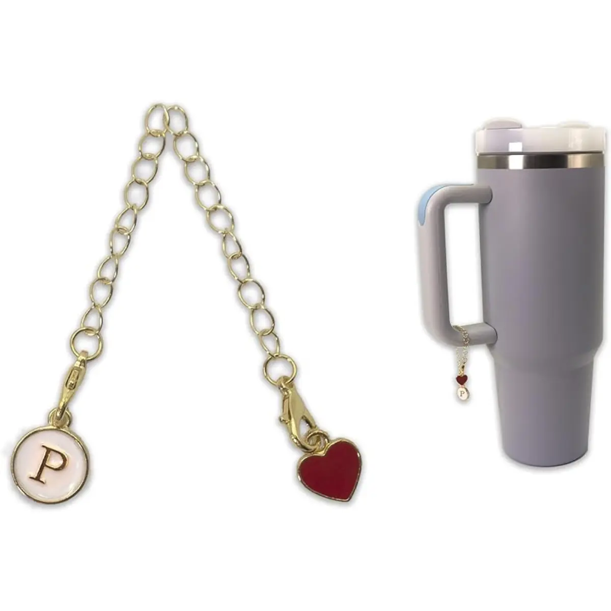 Letter Charm Accessories For Stanley Cup/Simple Modern Tumbler,Personalized ID Initial Letter Heart Charm For Stanley Tumbler Handle Charms
