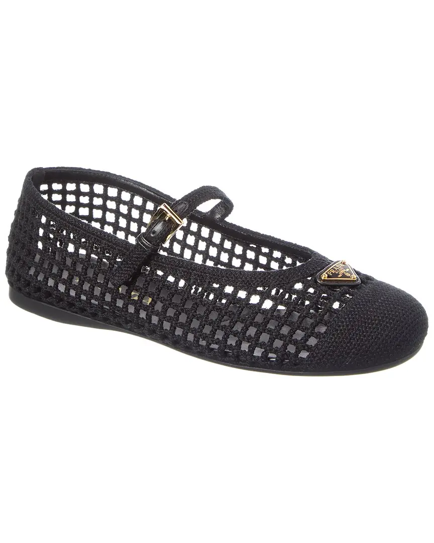 Prada Crochet Canvas Ballerina Flat