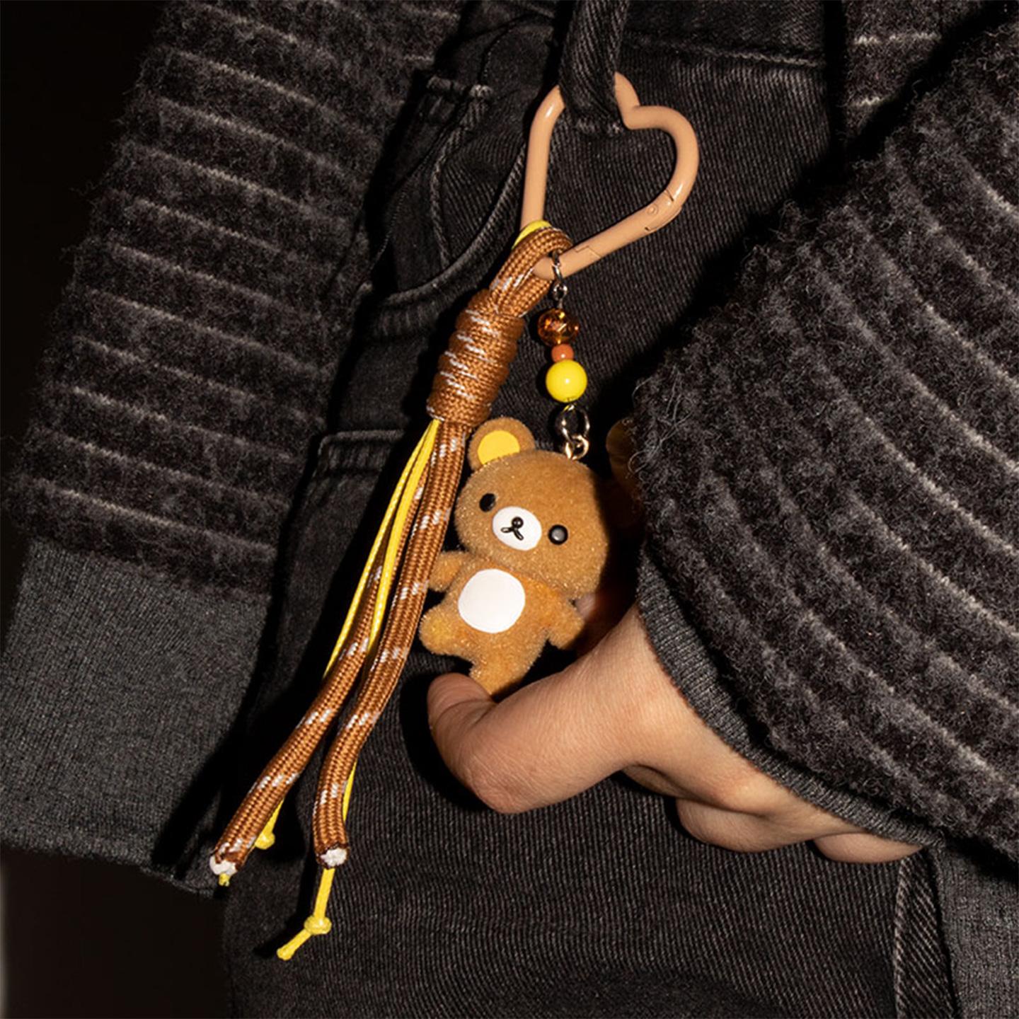 MINISO x Rilakkuma Everyday Series Heart Lock Keychain - Kawaii Aesthetic Knot Rope Charm Collectible, Bag Pendant, Bag Key Accessory, Keychain Accessory for Gifting, Bag Pendant Keychain，Back To School