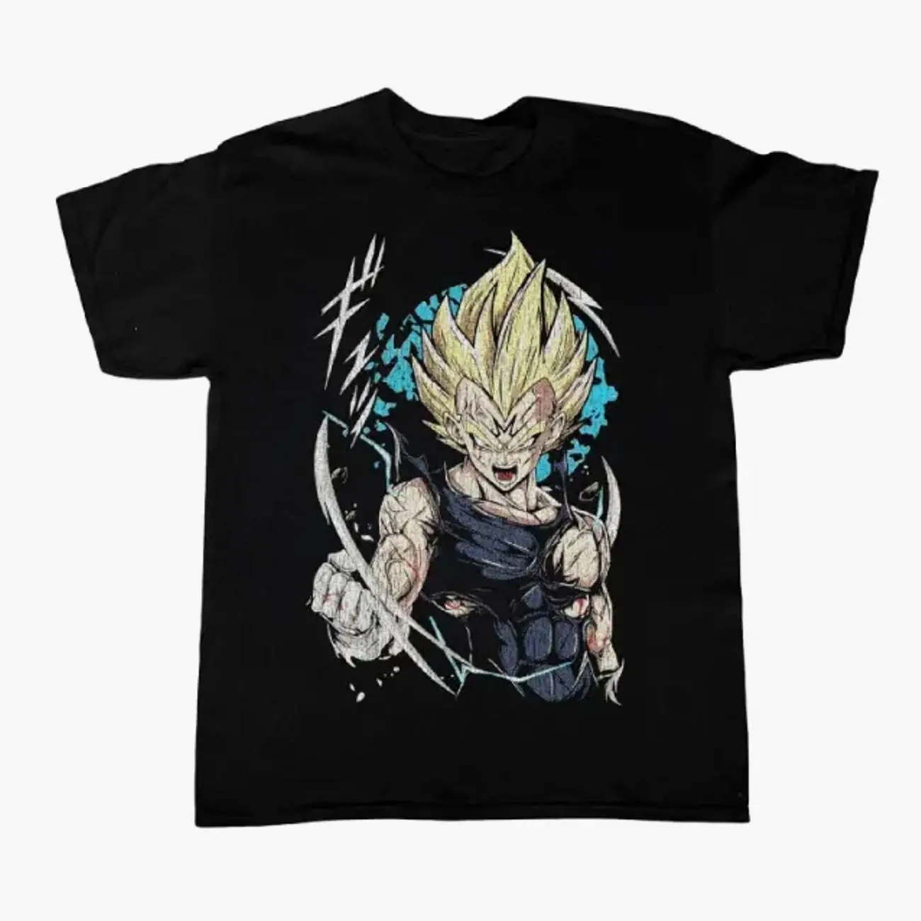 Dragon Ball Z Vintage Majin Vegeta Black T-shirt, Crew Neck Casual Shirts, Vintage Graphic Tees, Unisex Tshirt Gothic Grunge Y2k Emo Scene Amity Affliction Style Clothes Gifts For Men Women Streetwear Menswear Womenswear Y7H