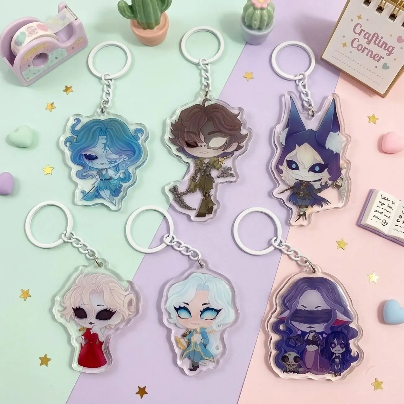 Identity V Hunter Acrylic Charms, Horror Game Character Keychains, Gothic Bag Charms, Gaming Backpack Accessories, Collectible Gift