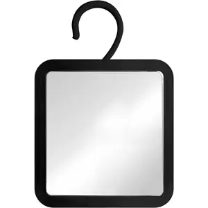 Hanging Fogless Shower Mirror for Shaving with 360 °   Rotatable Swivel Hook - Anti Fog and Shatterproof 6.3" x 6.3" Surface (Black)