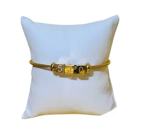 520 Gold-Tone Beaded Bracelet with Number Beads for Stylish Accessory - Versatile & Elegant Jewelry for Casual & Formal Wear