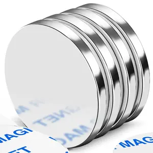 4Pack Strong Neodymium Disc Magnets, Rare Earth Magnets with Double-Sided Adhesive, Powerful Heavy Duty for Fridge, DIY Building, Scientific Craft and Office, 1.26inch D x 0.12inch HQuesear