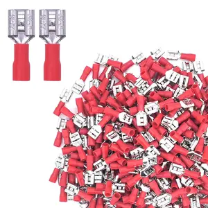 200Pcs Quick Disconnects Vinyl Insulated Female Spade Wire Connectors, 22-16 AWG-6.3mm 1/4" Electrical Crimp Terminal
