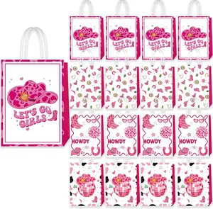 24 Pcs Cowgirl Party Favor Bags Western Cowgirl Candy Bags Rodeo Party Goodie Bag Wild West Gift Treat for Cowboy Birthday Party Supplies