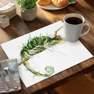 Begin Home Decor CPPM1418CG807N 14 x 18 in. Chameleon on the Lookout Placemat - Green Polyester Decor