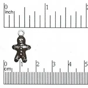 21mm x 11mm Pewter Painted Enamal Ginger Bread Man Charm Sold by the Piece - CBS1839