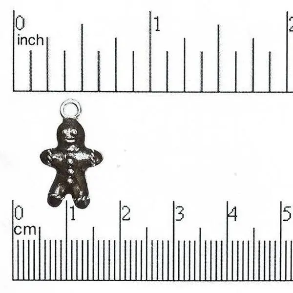 21mm x 11mm Pewter Painted Enamal Ginger Bread Man Charm Sold by the Piece - CBS1839