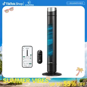 ZAFRO 42 Tower Fan for Bedroom, App Control, 28ft/s Powerful Airflow, 4 Modes 12 Speeds, 120° Oscillation, 22dB Ultra Quiet, Detachable for Easy Cleaning, Black