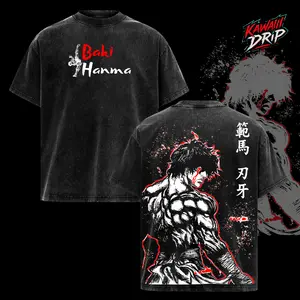 Baki Hanma Shirt - Baki the Grappler Vintage Washed Oversized T-Shirt, Anime Graphic Tee, Acid Wash Streetwear Top, Heavyweight Cotton Unisex Apparel, Classic Soft Clothes, Menswear Gym Gift For Anime Fans