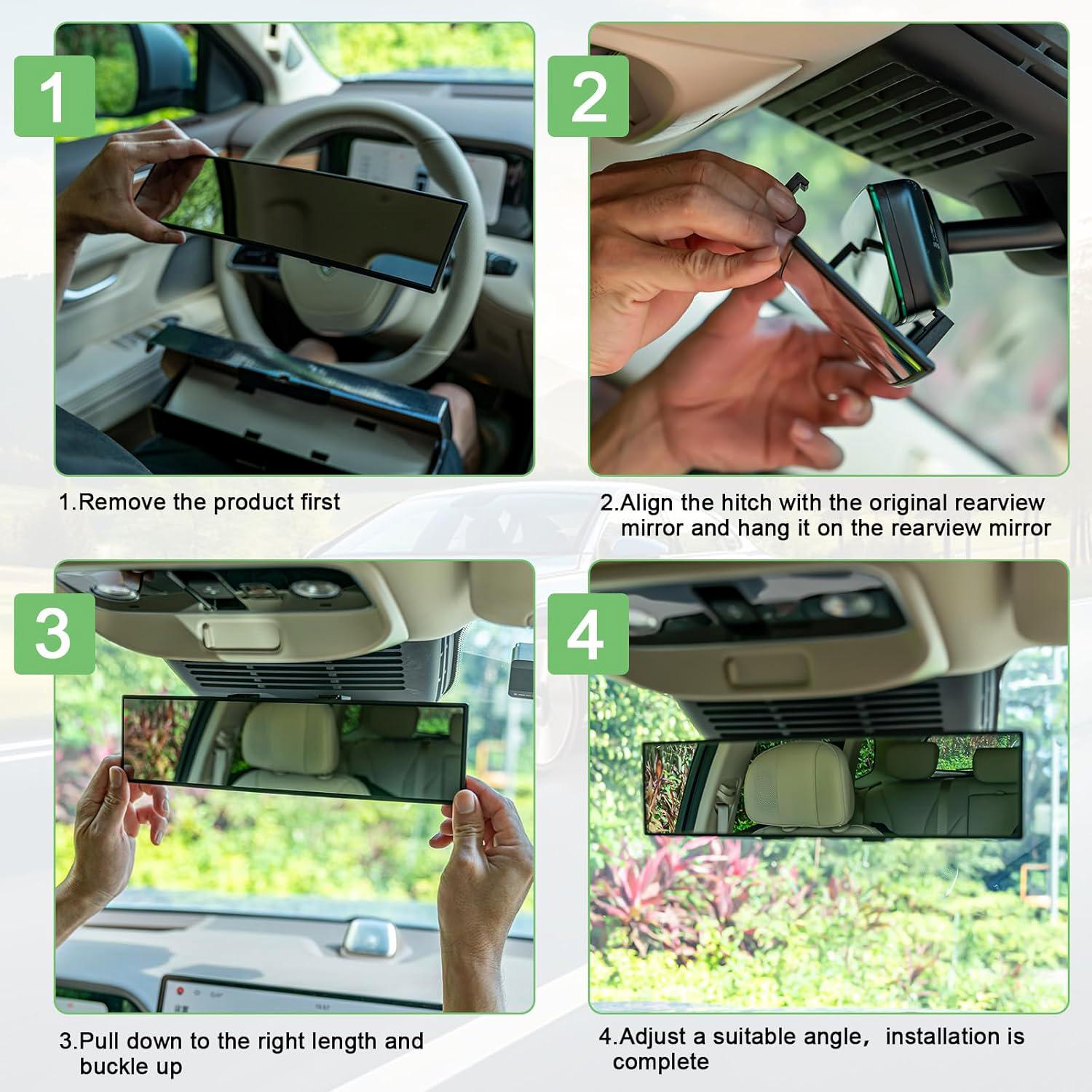 Universal Blind Mirror, Panoramic ConvexCar Rearview Mirror, 11.81 Inch Real View Mirror for Car SUV, Trucks ,  Reversible Passengers, High-Quality Glass Anti-Fall Design, Easy Install Rearview Mirror