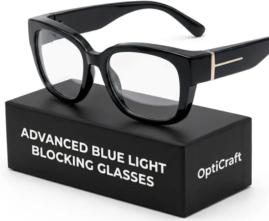 OptiCraft Fit Over Blue Light Blocking Glasses, Relieve Eye Fatigue | Reduce Headaches, Lightweight Oversized Wraparound Design, Ideal for Office Work Digital Use Movie Nights Study Reading