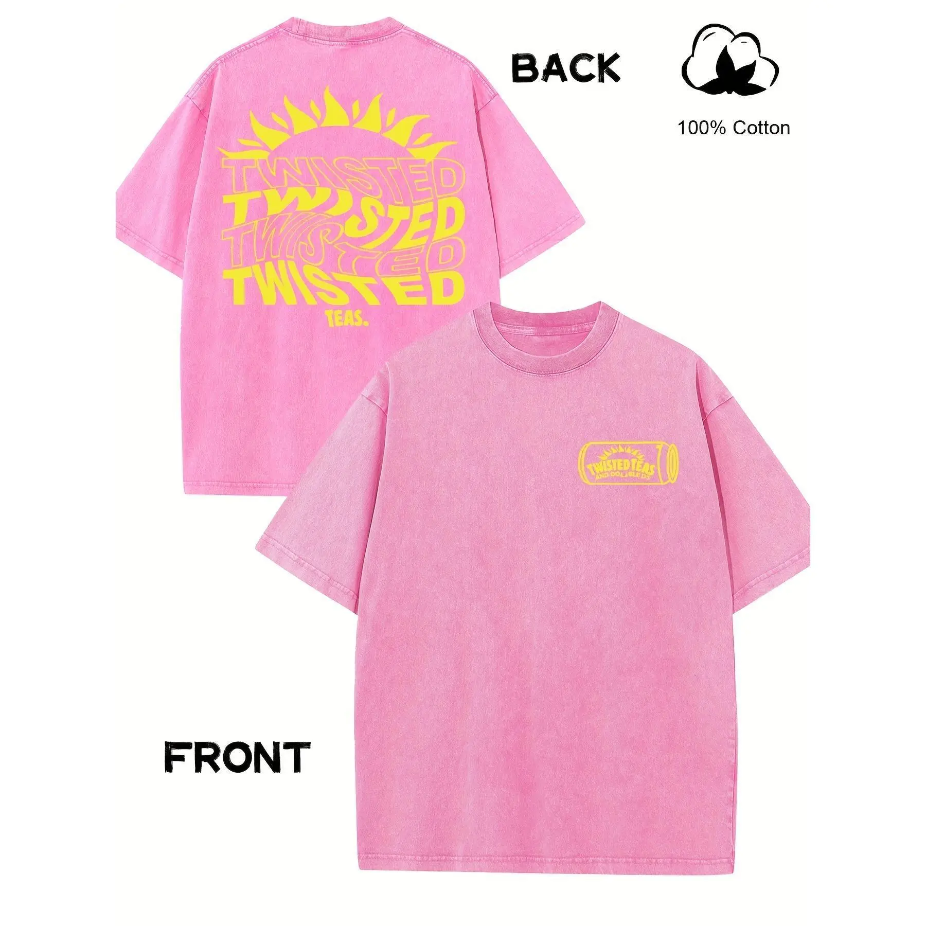 ZestLoop Twisted Tea Vintage-Inspired Men's Cotton T-Shirt - Double-Sided Print, Drop Shoulder Sleeves, High-Quality Thick 230g, Round Neck, Casual Streetwear Top