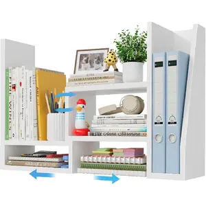 Desktop File Organizer Desk Organizer Shelf - White Office Organization Shelves for Top of Desk Organizers and Accessories Corner Bookshelf Table Top Shelving Small Hutch Decorations for Women Office : Office Products