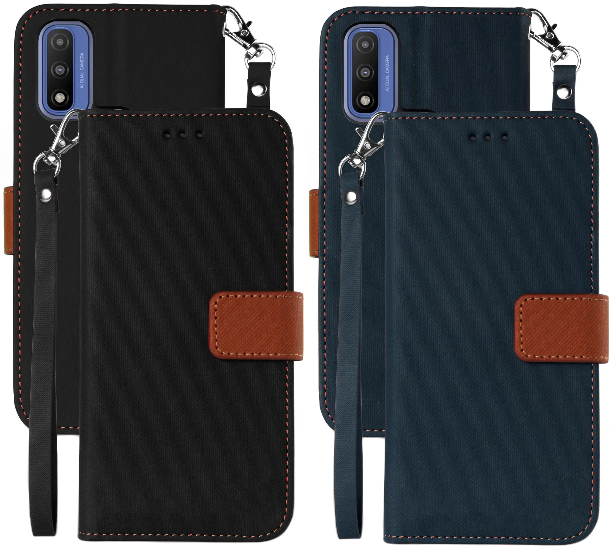 Wallet Phone Case for Motorola Moto G Pure 2021, Durable Folio Credit Card Slot ID Cover, View Stand [with Magnetic Closure, Wrist Strap Lanyard]