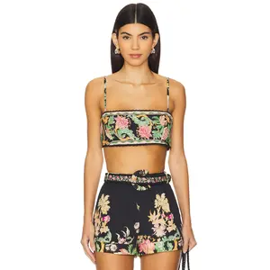 HEMANT AND NANDITA Beaded Bralette in Black & Off White Floral