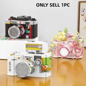 Vintage Camera Building Block Set, Building Sets, Mini Particle Digital Camera Model, Creative 3D Stereo Model, Stress Relief Toy for Adults
