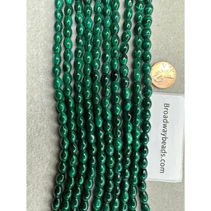 malachite barrel/tube shape 6mmx8mm 16"strand