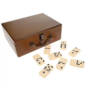 WE Games Double 6 Dominoes - Ivory Dominoes with Spinners in Wooden Treasure Box