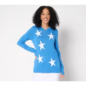 Belle by Kim Gravel Summer Stars Slub Sweater Hoodie