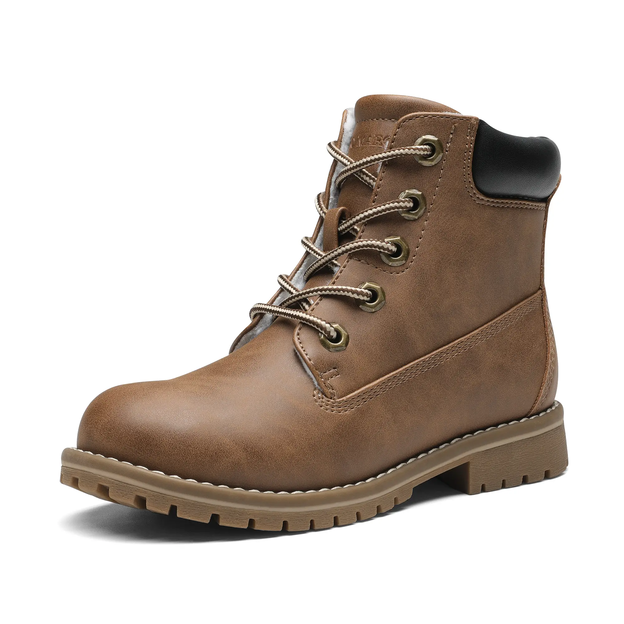 BRUNO MARC Boys' Winter Combat Boots, Water-Repellent Synthetic Leather Lace Up Ankle Boot with Faux Fur Lining and Traction Outsole, Lace Up Boot