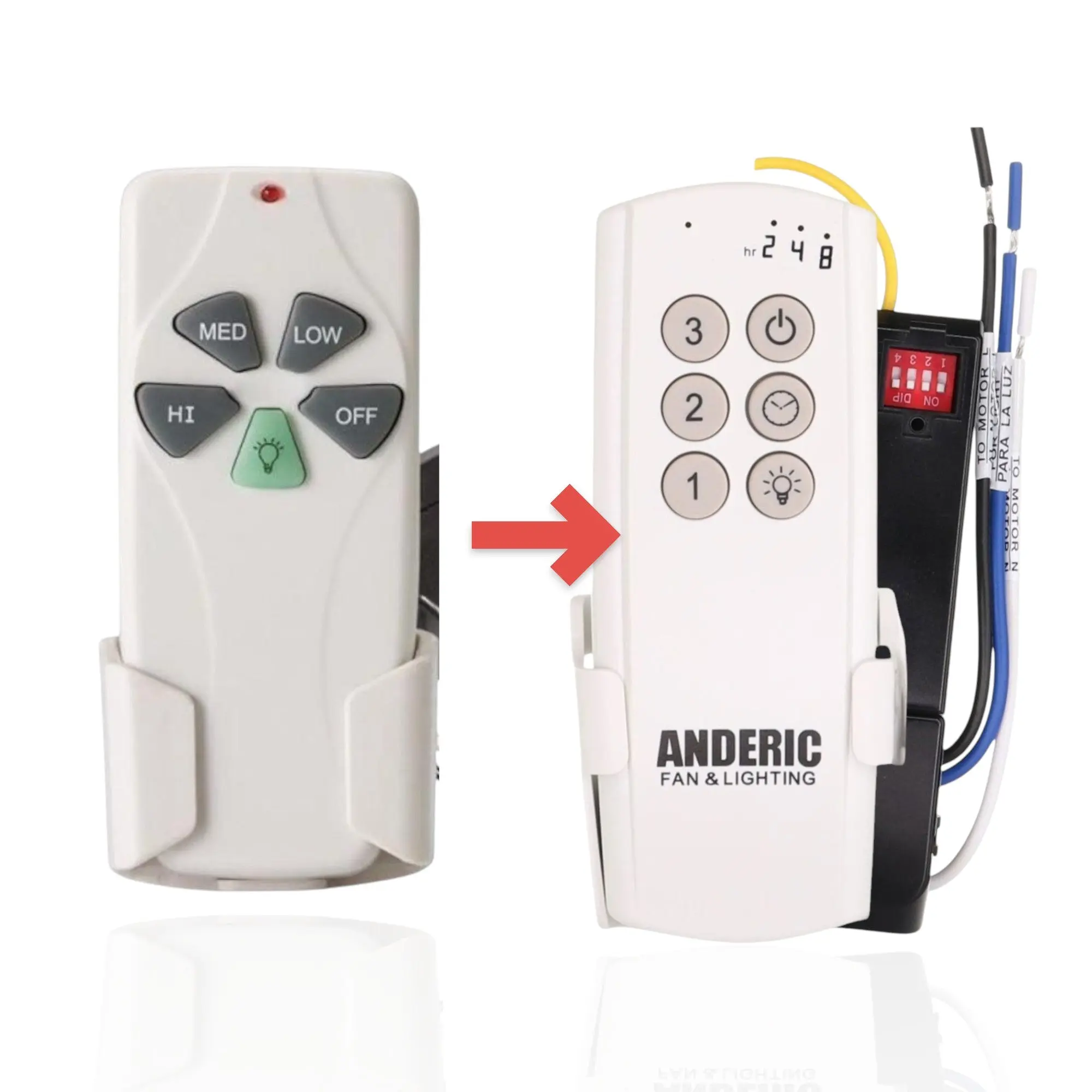 Dan's Originals Universal Ceiling Fan Remote Control Kit - 1 Kit, Nutone RCK01 Compatible, Wireless Operation, Speed Adjustment, Light Dimming Control, Independent On/Off Functionality, Discreet Mount Receiver, Retrofit Solution, Includes Batteries