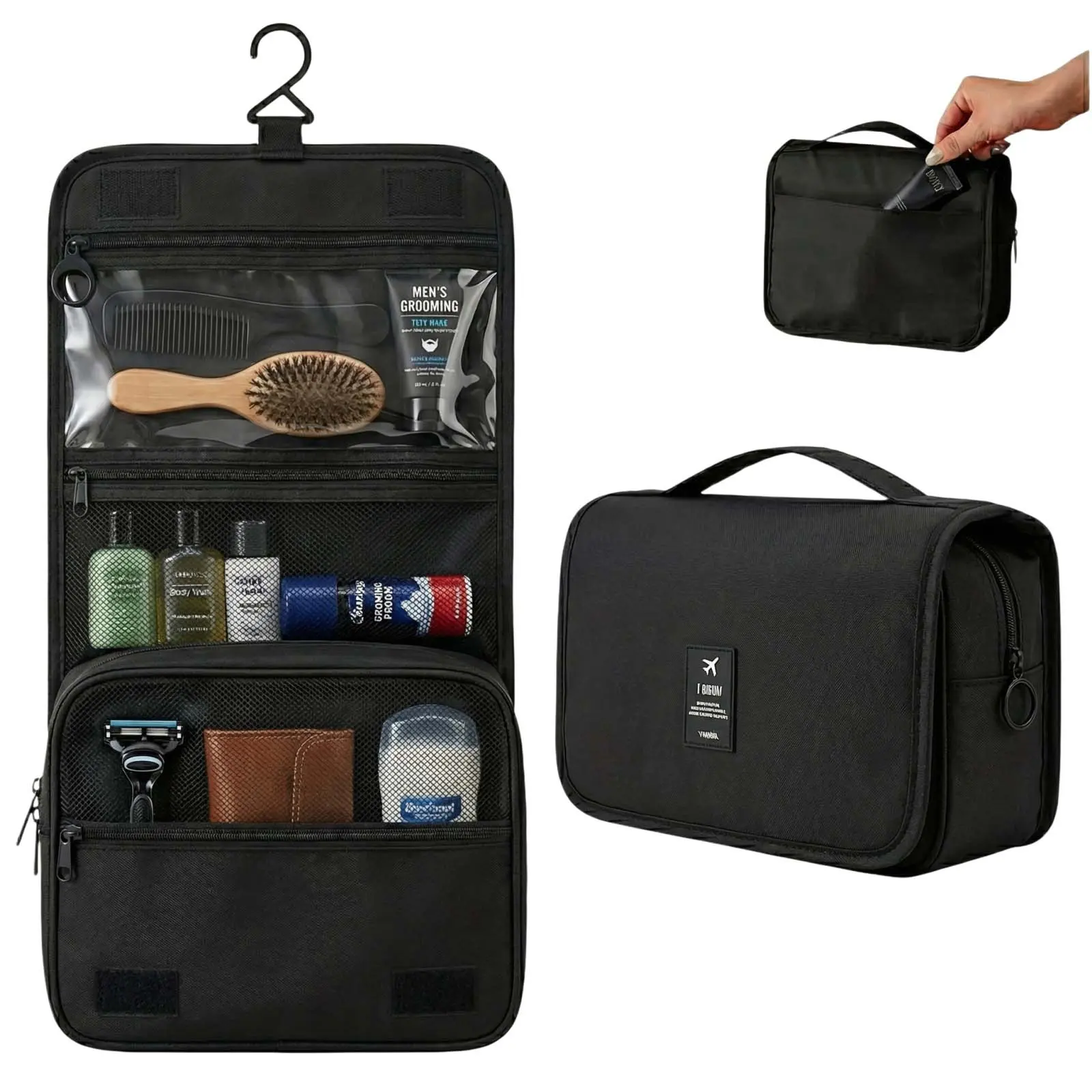 Foldable Hanging Travel Toiletry Bag,Waterproof Portable Travel Bags, Multifunction Travel Makeup Cosmetic Bag Organizer with Hanging Hook