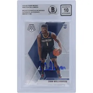 Zion Williamson New Orleans Pelicans Autographed 2019-20 Panini Mosaic #209 Beckett Fanatics Witnessed Authenticated 10 Rookie Card - Fanatics Authentic Certified