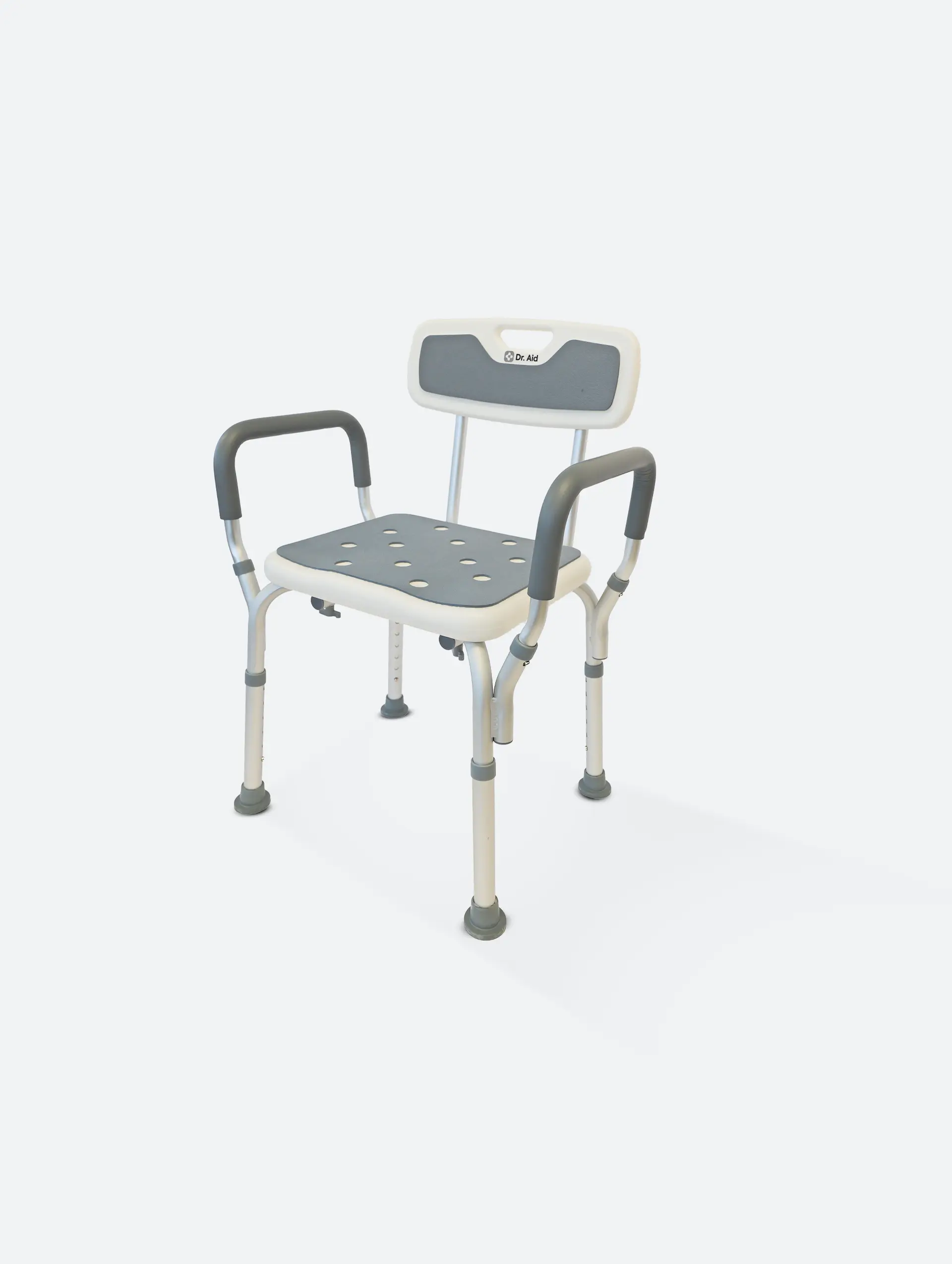 Dr. Aid Shower Chair with Arms and Back, Adjustable Bath Seat for Seniors and Disabled Adults