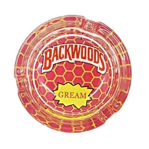 Backwoods Glass Ashtray 2.5" Lighter Accessories Red Heavy Glass with Attractive Backwood Design for Stylish Ash Disposal Tray Decoration Items Collectible Room Decor