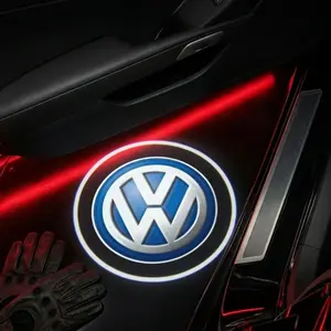 2 Pcs Volkswagen Carbon Fiber Welcome Light Set, Car Door Projection Lamp, Laser Light, Car Door Lights, Modification Decoration Floor Lamp (batteries Not Included)