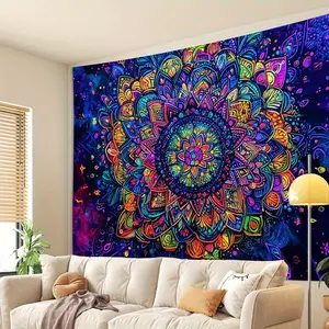 Vintage Bohemian Colorful Mandala Canvas - Bohemian Canvas Wall Hanging Decor, Hippie Canvas Bedroom Living Room Game Room Bar Party Office, Home and Outdoor Murals, Tapestry Wall Mural, Easy Hanging Canvas, Room Decor, Wall Decor, Unique Friend Gifts Hxt