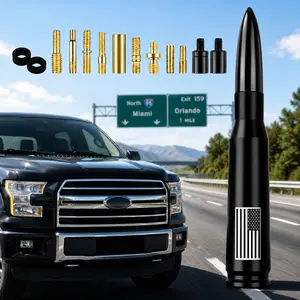 Black Bullet Antenna with American Flag Design Car Truck SUV Exterior Upgrade Replacement Auto Accessory