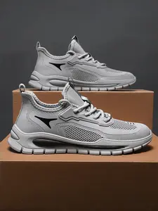 Men's Flyknit Soft Sole Running Shoes, Fashionable Breathable Sports Sneakers, Korean Style Casual All Season Footwear