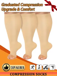 4 Pairs Unisex Compression Sports Socks, 20-30mm Hg Graduated Support Stockings, Ideal for Running & Nursing, Promotes Circulation