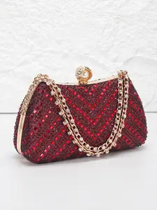 Full rhinestone ladies evening bag, prom clutch, elegant clutch, metal rhinestone short chain handbag, with shoulder chain can be shoulder crossbody bag, pearl lock buckle, suitable for parties, weddings, evenings, formal occasions