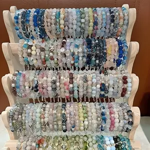 9pcs/19pcs Fashion Elegant Cute Girl Glass Bracelet Set, Adjustable Colorful Elastic String Bracelets, Valentine's Day Jewelry Wholesale, Flower Butterfly Mermaid Pendant Bracelet Set, Best Gift Choice for Girlfriend, for Teenager