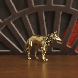 Brass Arctic Fox Decorative Statue Ornament, Animal Design, Elegant Home Décor Piece with Aesthetic Appeal, Unique Brass Sculpture Artwork for Living Room or Office