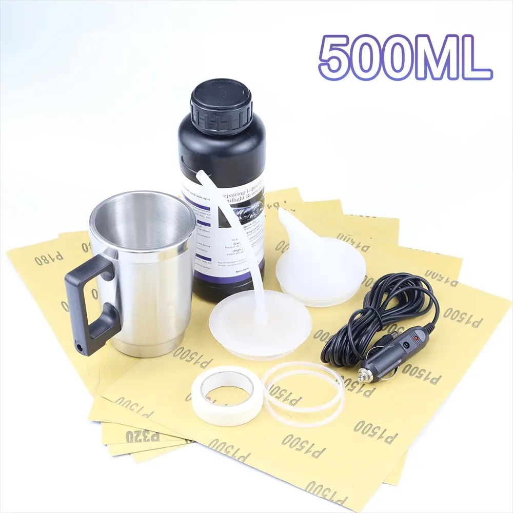 500 ml Car Headlight Polishing Kit, Polymer Repair Liquid Maintenance and Cleaning Set, Automotive Headlight Renewal Tools